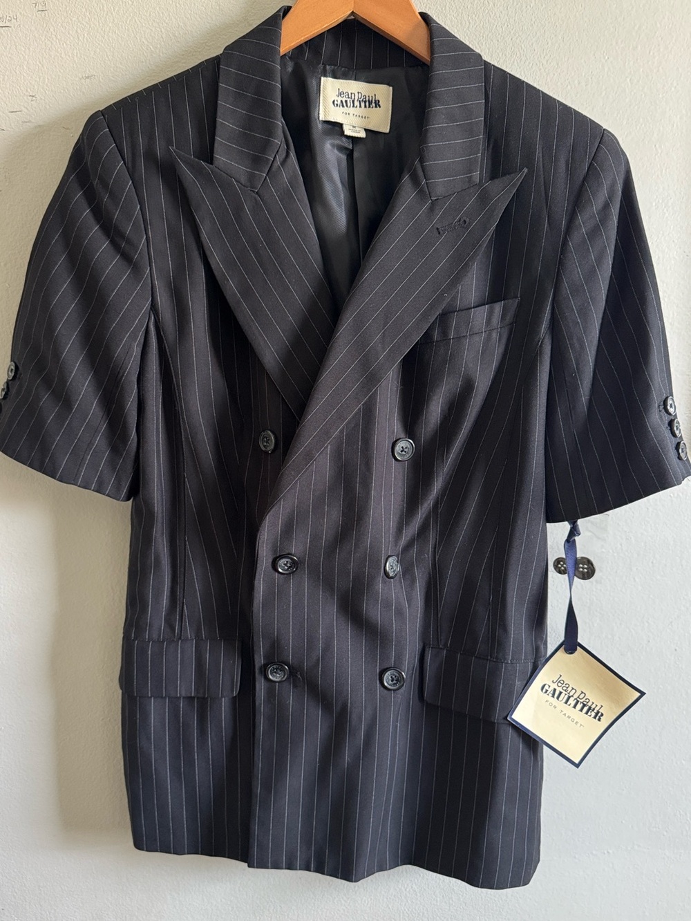 Jean Paul Gaultier for Target black pinstripe double-breasted blazer NWT medium